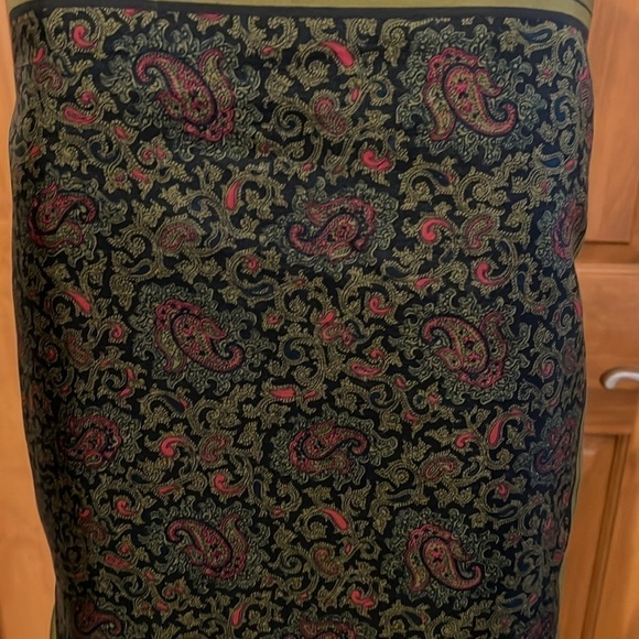 Vintage Christian Dior Silk Scarf 18x18in Olive Green and Paisley - Picture 1 of 3
